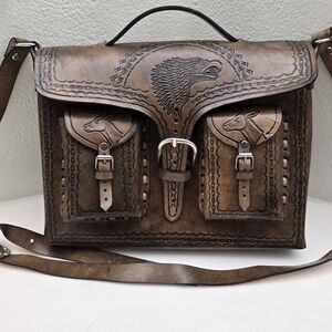Handcrafted Brown Leather Messenger Bag